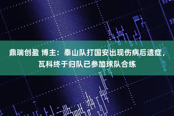 鼎瑞创盈 博主：泰山队打国安出现伤病后遗症，瓦科终于归队已参加球队合练